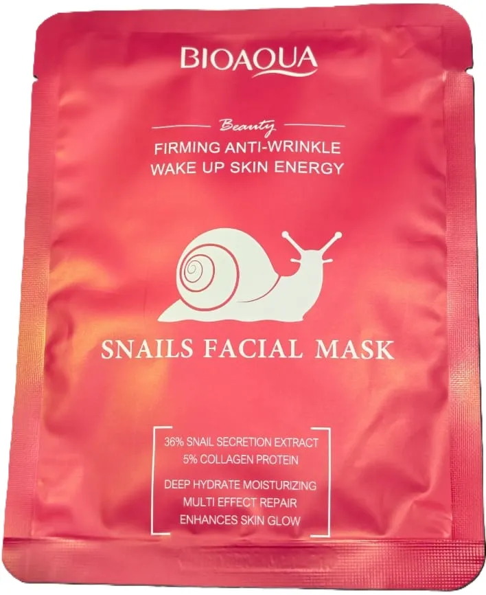 [6942349708169] BIOAQUA                                                                                                                    SNAILS FACIAL MASK                                                                                         FIRMING ANTI-WRINKLE                                                                                   WAKE UP SKIN ENERGY