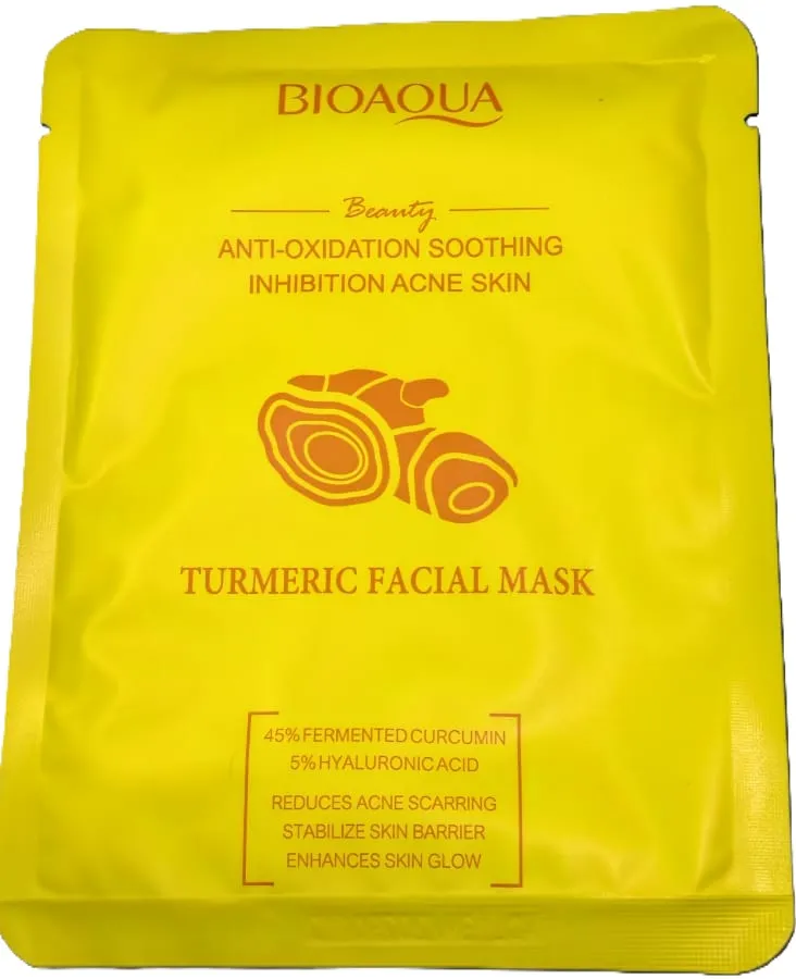 [6942349708152] BIOAQUA                                                                                                   TURMERIC FACIAL MASK                                                                                             ANTI-OXIDATIÓN SOOTHING                                                                          INHIBITIÓN ACNÉ SKIN